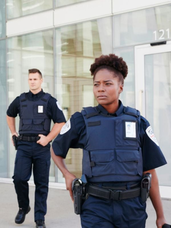 Security officers at a building