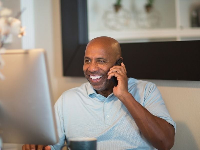 Man using computer at home