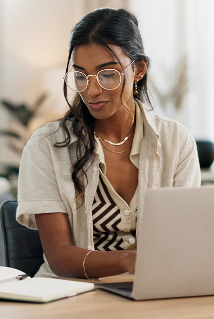 Lady working on a computer
