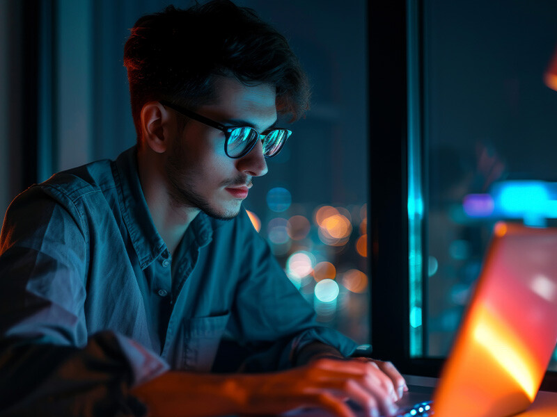 Young worker working with a computer