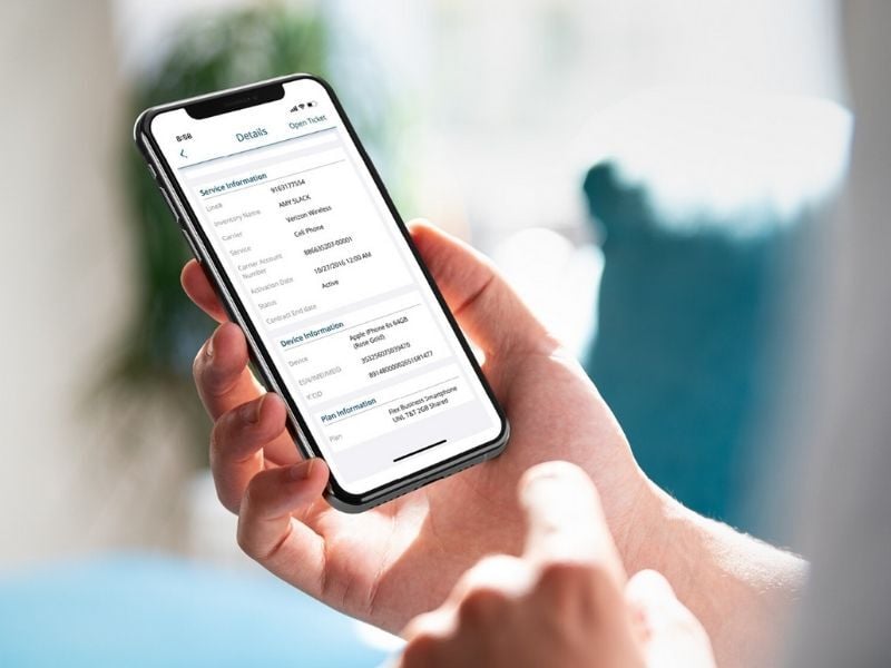 Closeup of someone using the mobile app on a smartphone