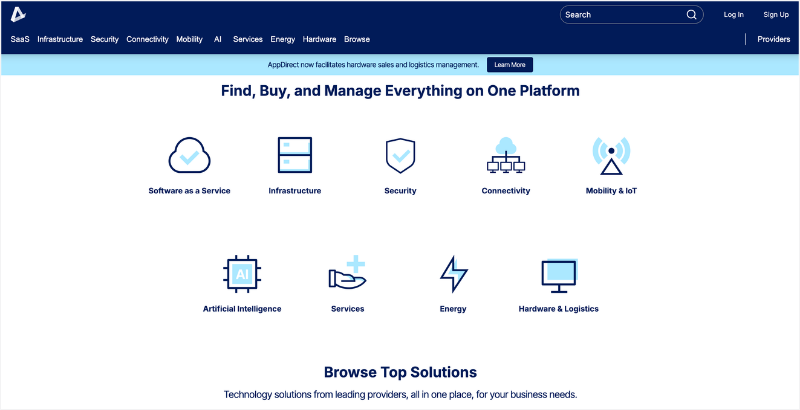 AppDirect Marketplace dashboard